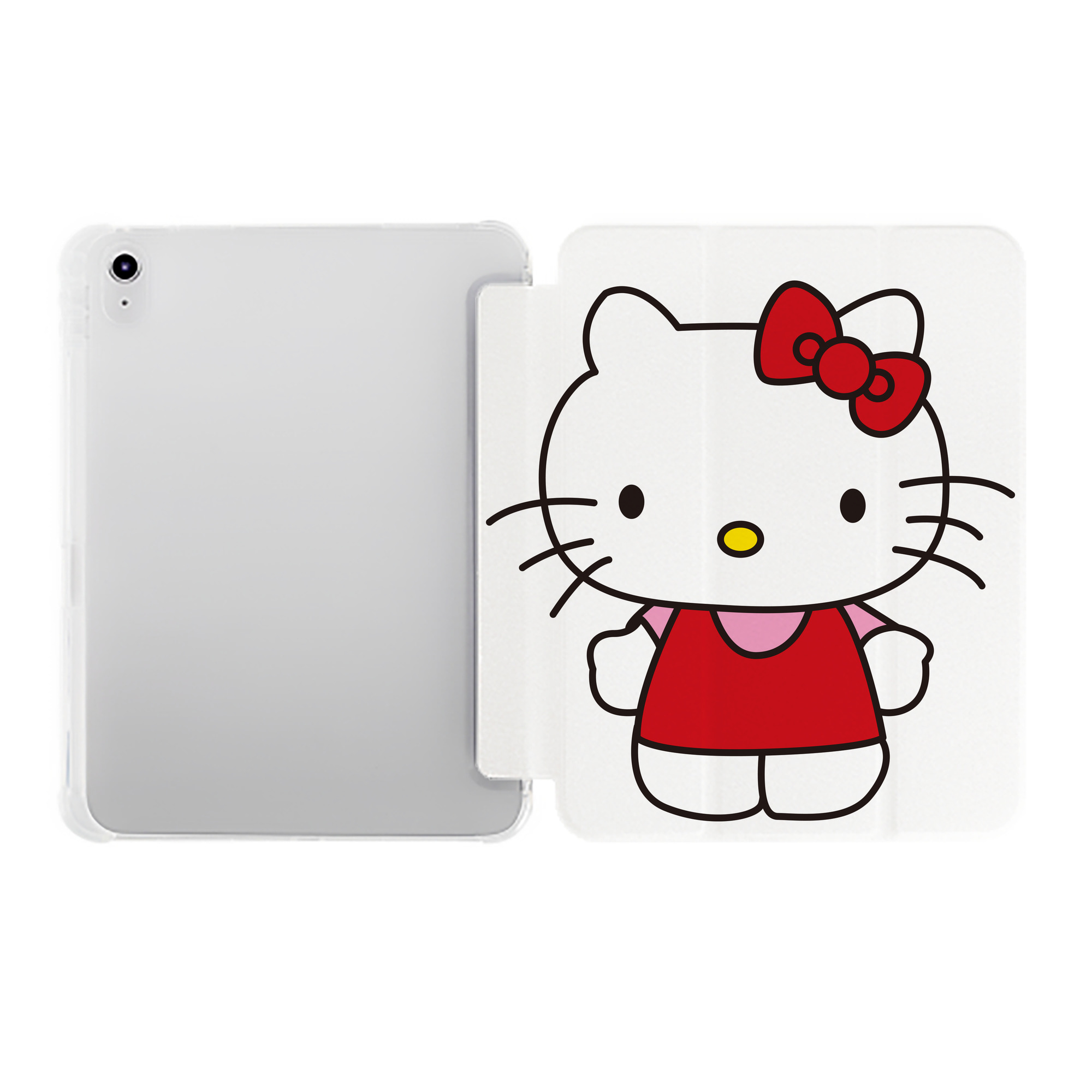 （画像用） Hello Kitty ハローキティ IPad ケース ペン収納付き 三つ折りスタンド PUレザー×シリコン 対応機種9.5/10.5/10.9インチ